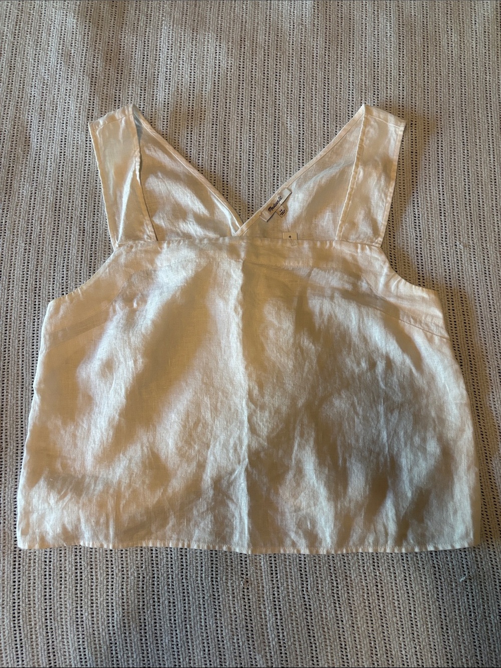 Madewell Cream V-Neck Linen Blend Tank